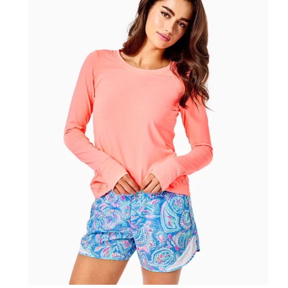 Lilly Pulitzer 4” Luxletic Ocean trail short with tags! Zanzibar Blue Fish Kiss